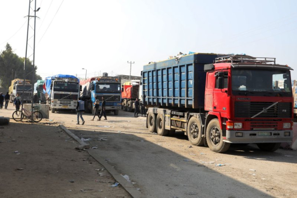 Hundreds of aid trucks enter Gaza through Rafah, Kerem Shalom crossings
