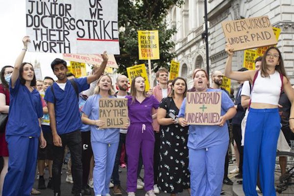 British NHS doctors strike demands 35% pay hike