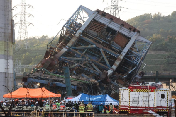 Seven workers trapped after tower collapse at South Korean power plant