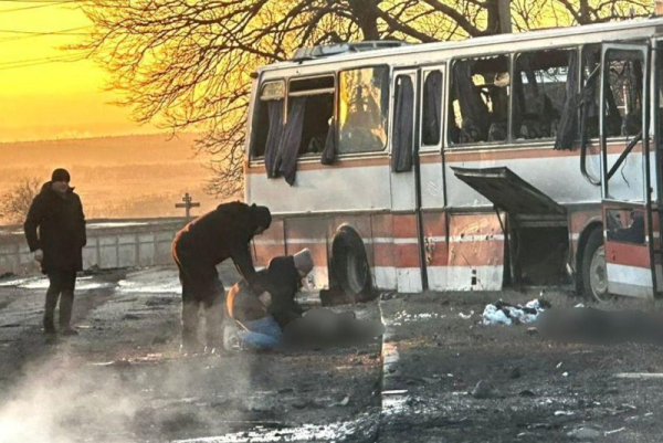 Russian drone strike on civilian bus kills 12 miners