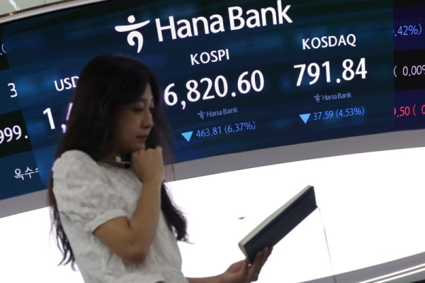 Seoul shares fall again, dropping over 6 pct on tech losses amid Middle East tensions